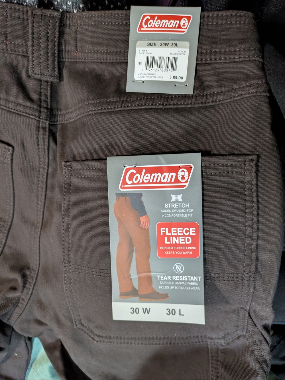 Coleman Fleece Lined Stretch Pants - Black